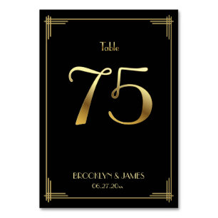 Great Gatsby Art Deco Tischnummer 75 Gold Black