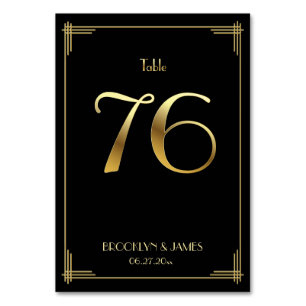 Great Gatsby Art Deco Tischnummer 76 Gold Black
