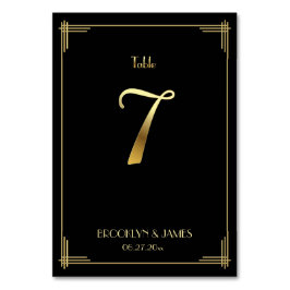 Great Gatsby Art Deco Tischnummer 7 Gold Schwarz