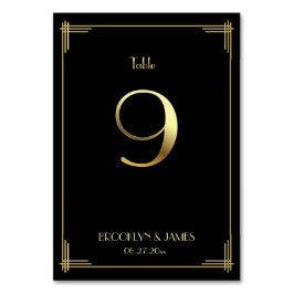 Great Gatsby Art Deco Tischnummer 9 Gold Schwarz