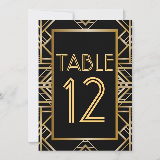 Great Gatsby Art Deco Tischnummer Cards (Vorderseite)