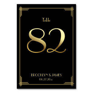 Great Gatsby Art Deco Tischzahl 82 Gold Schwarz Tischnummer
