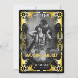 Great Gatsby Art Deco Wedding Gold & Black Foto Save The Date