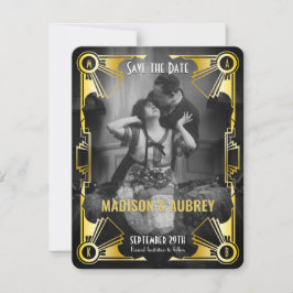 Great Gatsby Art Deco Wedding Gold & Black Foto Save The Date