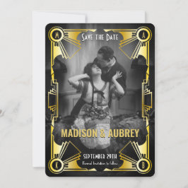 Great Gatsby Art Deco Wedding Gold & Black Foto Save The Date