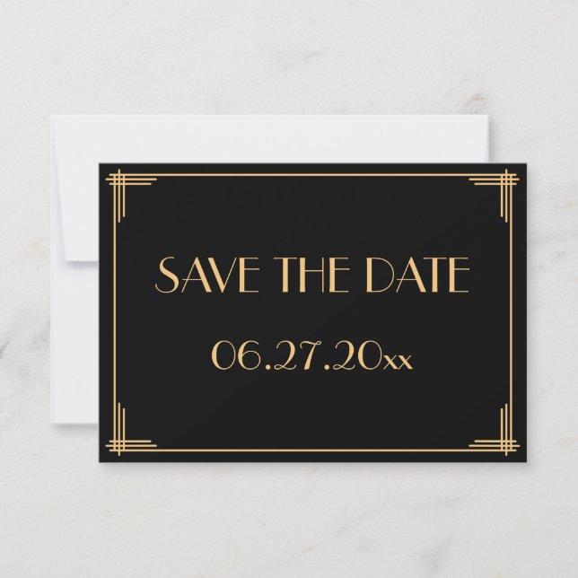 Great Gatsby Art Deco Wedding Save the Date Card (Vorderseite)