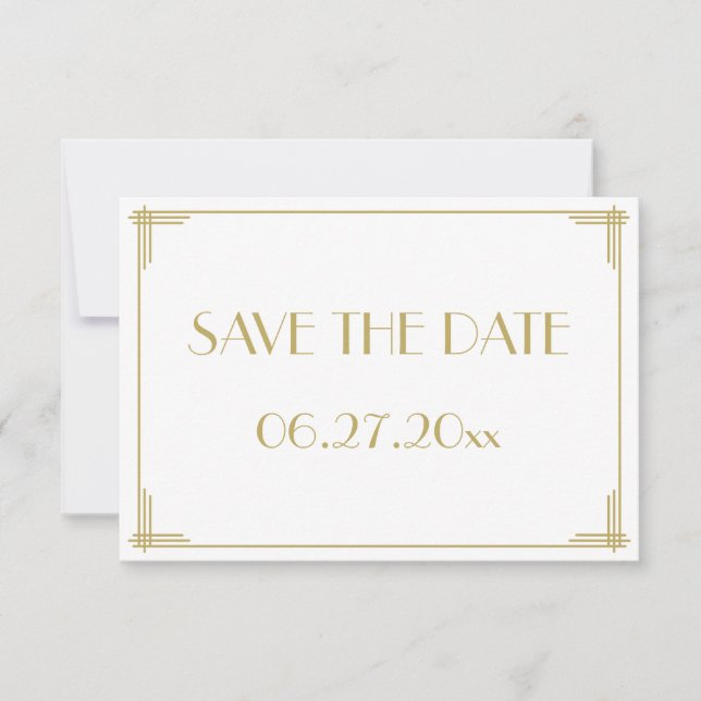 Great Gatsby Art Deco Wedding Save the Date Card Einladung (Vorderseite)