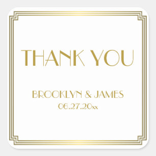 Great Gatsby Art Deco White Gold Wedding Stickers