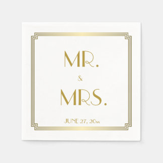 Great Gatsby Art Deco White Wedding Napkins Serviette
