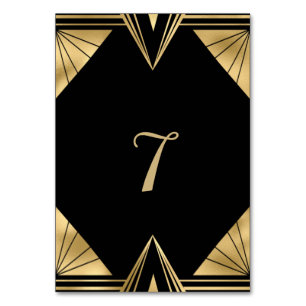 Great Gatsby Black and Gold Wedding Tischnummer