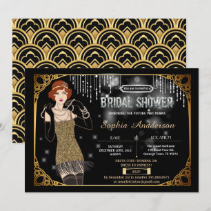 Great Gatsby Brautdusche Einladung Flapper