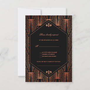 Great Gatsby Copper Art Deco Song Anfrage Hochzeit RSVP Karte