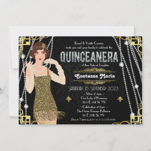 Great Gatsby Flapper Girl Quinceanera Einladung