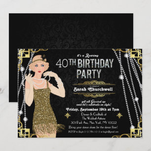 Great Gatsby Flapper Mädchen Geburtstagseinladung Einladung