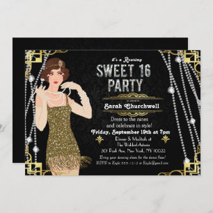 Great Gatsby Flapper Sweet 16 Birthday Einladung