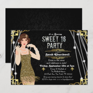 Great Gatsby Flapper Sweet 16 Birthday Einladung