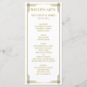 Great Gatsby Gold Art Deco Wedelmenü Card Menükarte