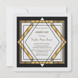 Great Gatsby Gold White Art Dec Junggeselinnen-Abs Einladung