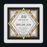 Great Gatsby Gold White Art Deco 50. Geburtstag Einladung<br><div class="desc">Roaring 20er Great Gatsby Vintag Art Deco Hochzeitseinladung. Das inspirierte Kartendesign der 20er Jahre in Schwarz und Gold zeichnet sich durch den geometrischen Stil der Imitate im Art Deco-Stil aus. Verwenden Sie das Tool Anpassen, um Ihre Informationen hinzuzufügen. Sehen Sie auch meine große Gatsby Gold White Art Deco Wedding Collection....</div>