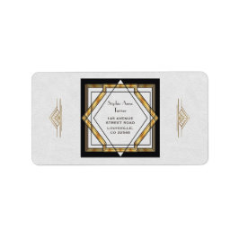 Great Gatsby Gold White Art Deco Hochzeit Adressaufkleber