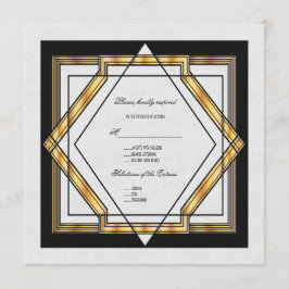 Great Gatsby Gold White Art Deco Hochzeit Einladung