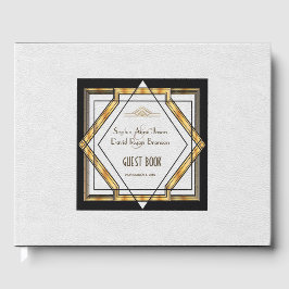 Great Gatsby Gold White Art Deco Hochzeit Gästebuch
