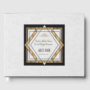 Great Gatsby Gold White Art Deco Hochzeit Gästebuch