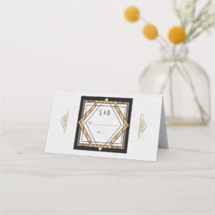 Great Gatsby Gold White Art Deco Hochzeit Platzkarte
