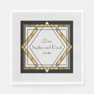 Great Gatsby Gold White Art Deco Hochzeit Serviette