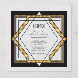 Great Gatsby Gold White Art Deco Hochzeitsempfang Einladung