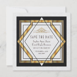 Great Gatsby Gold White Art Deco Save the Date