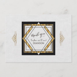 Great Gatsby Gold White Art Deco Wedding DANK Dankeskarte