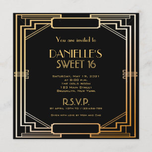 Great Gatsby Inspiriert Art Deco Sweet 16 Einladun Einladung