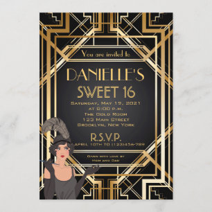 Great Gatsby Inspiriert Art Deco Sweet 16 Einladun Einladung