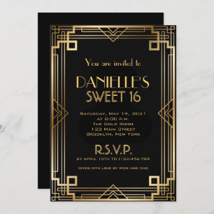 Great Gatsby Inspiriert Art Deco Sweet 16 Einladun Einladung