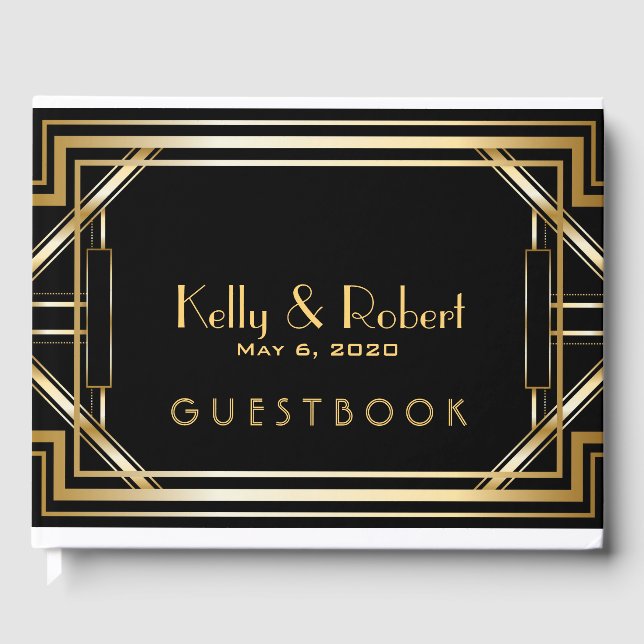 Great Gatsby Inspiriert Art Deco Wedding Guest Boo Gästebuch (Vorderseite)