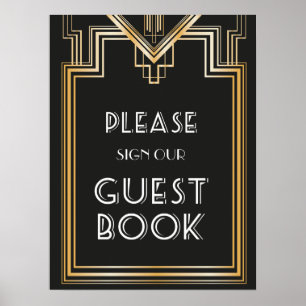 Great Gatsby Inspiriert Gästebuchssign Poster