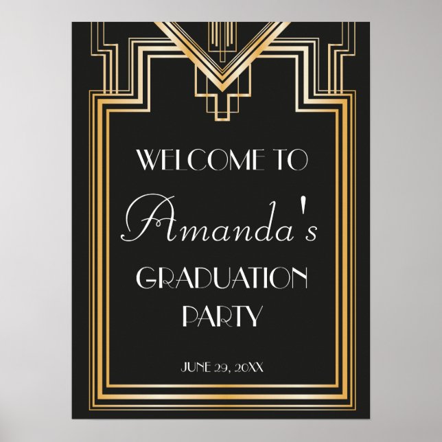 Great Gatsby Inspiriert Welcome Abschluss Signage Poster (Vorne)