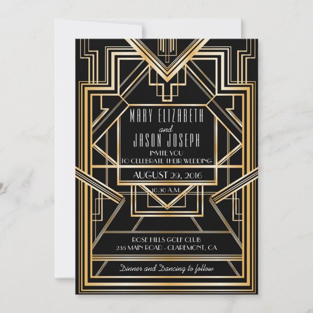 Great Gatsby Inspirierte Hochzeitseinladung Einladung (Vorderseite)