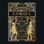 Great Gatsby Inspirred Art Deco Birthday Einladung<br><div class="desc">Black and gold 1920s art deco birthday einladung. Check out our matching response and reception cards.</div>