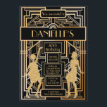 Great Gatsby Inspirred Art Deco Birthday Einladung<br><div class="desc">Black and gold 1920s art deco birthday einladung. Check out our matching response and reception cards.</div>