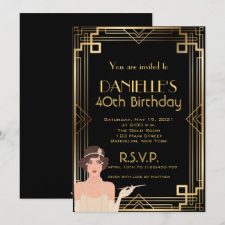 Great Gatsby Inspirred Art Deco Birthday Einladung
