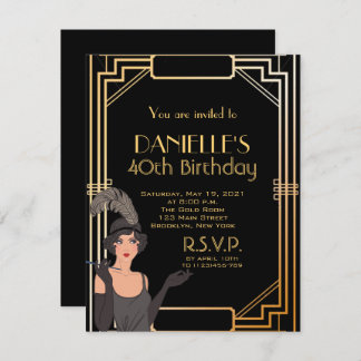 Great Gatsby Inspirred Art Deco Birthday Einladung