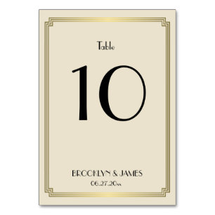 Great Gatsby Ivory Gold Wedding Tischnummern
