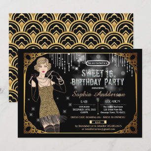 Great Gatsby Sweet 16 Geburtstagsfeier Einladung