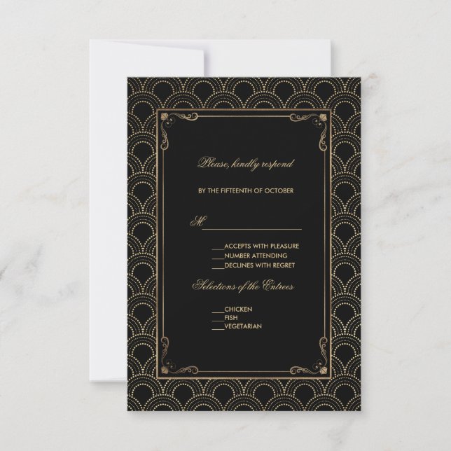 Great Gatsby Vintag Art Deco Wedding RSVP (Vorderseite)