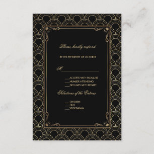 Great Gatsby Vintag Art Deco Wedding RSVP Karte