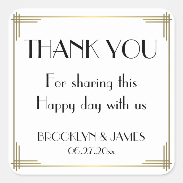 Great Gatsby White Art Deco Wedding Stickers (Vorderseite)