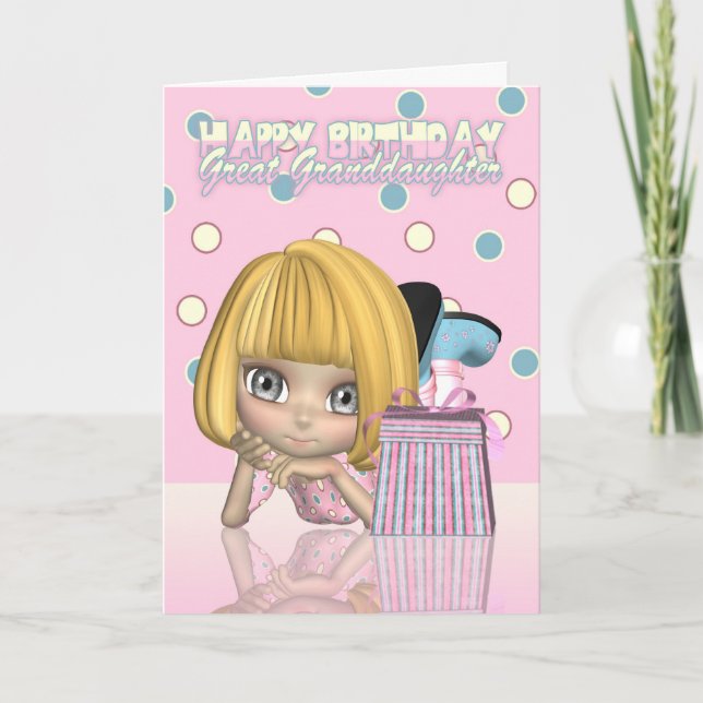 Great Granddaughter Birthday Card With Cute Little Karte (Vorderseite)