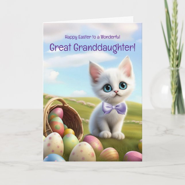 Great Granddaughter Cute Easter with Kitten  Karte (Vorderseite)
